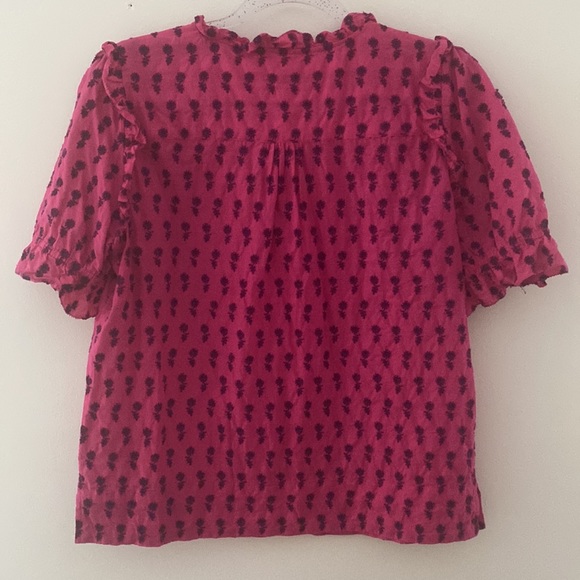 J. Crew Tops - Ruffle-sleeve cotton voile top in Fuchsia Violet
